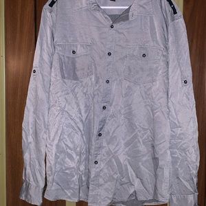 Helix Gray & Silver Striped Long Sleeved Men’s Lg